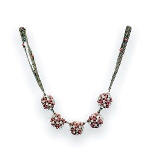Elegant Beaded Necklace in Pink and Silver
